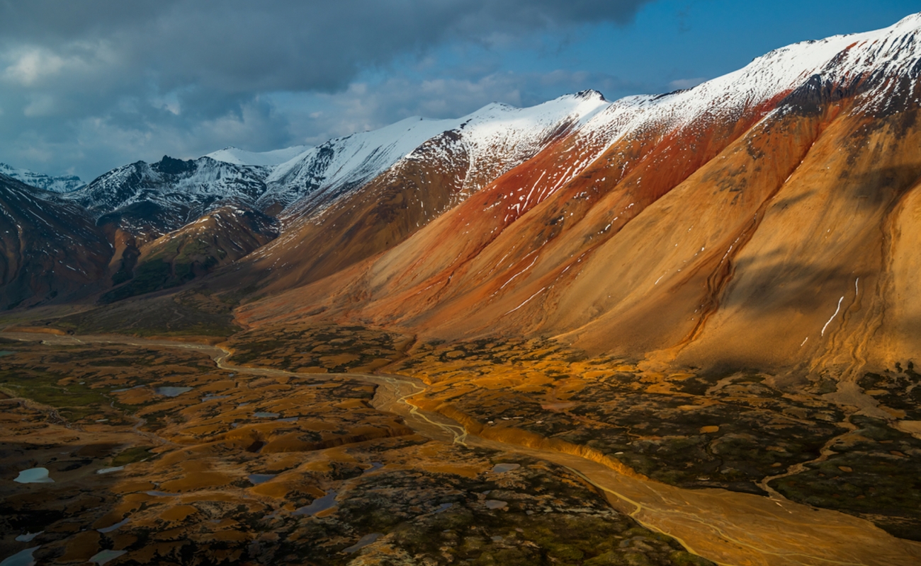 Aerial view of a mountain range