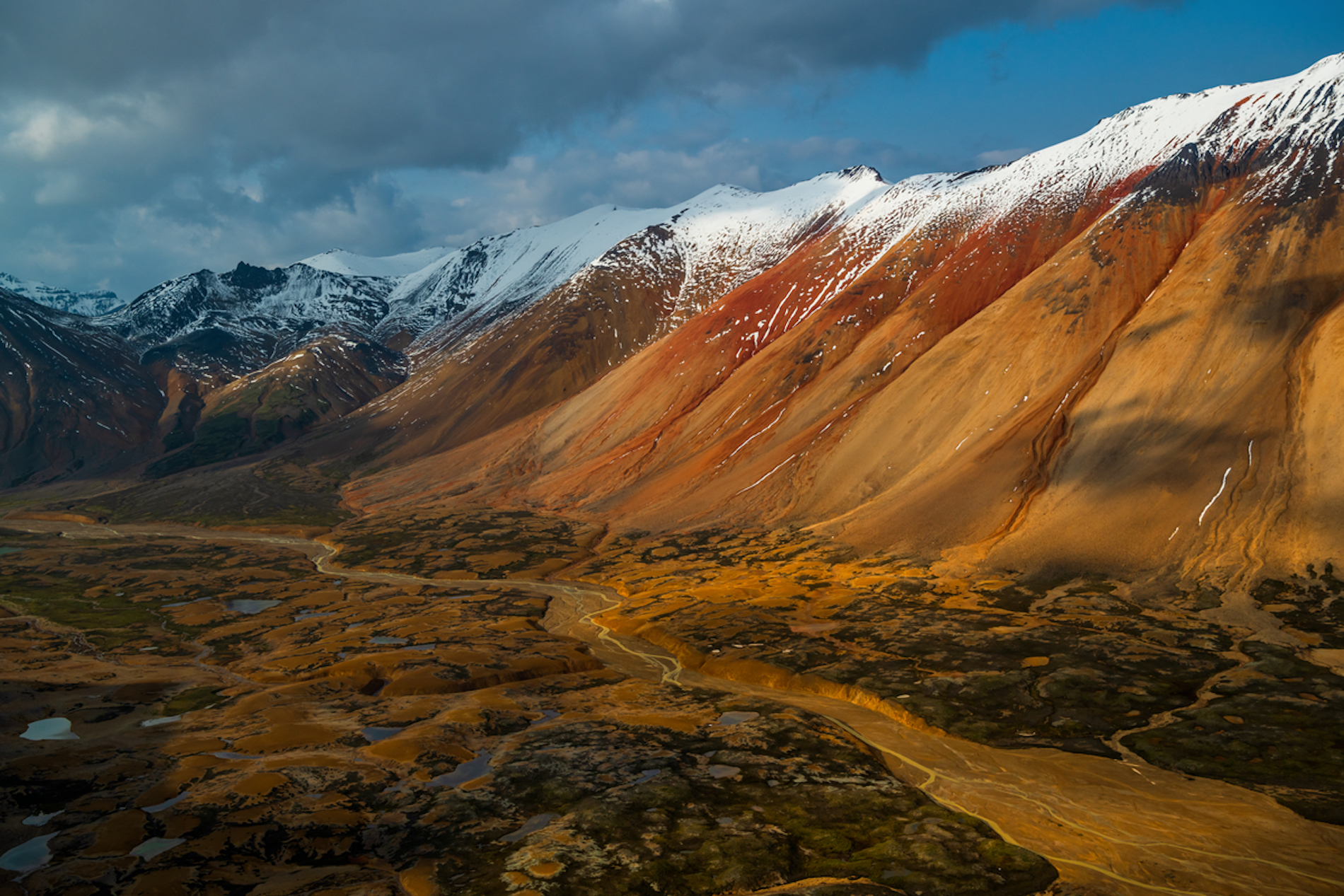 Aerial view of a mountain range
