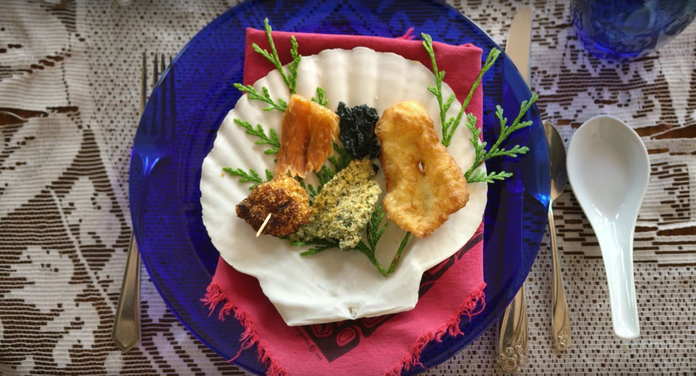 Plate of dinner foods