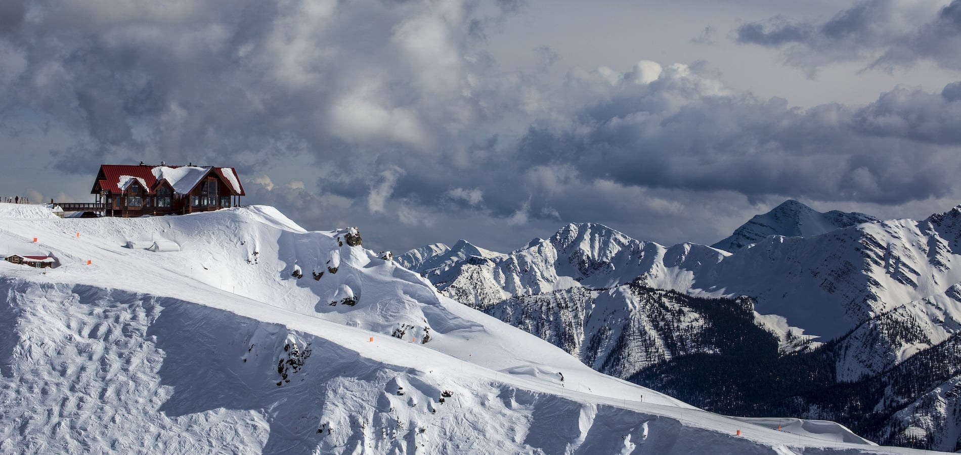 View of a snowy mountain range