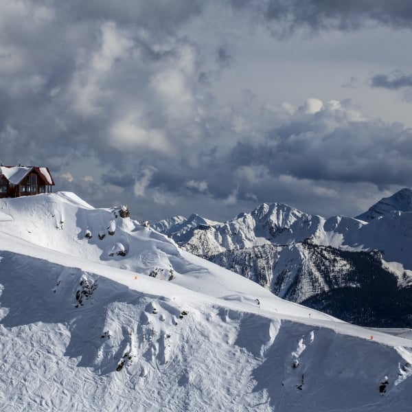 View of a snowy mountain range