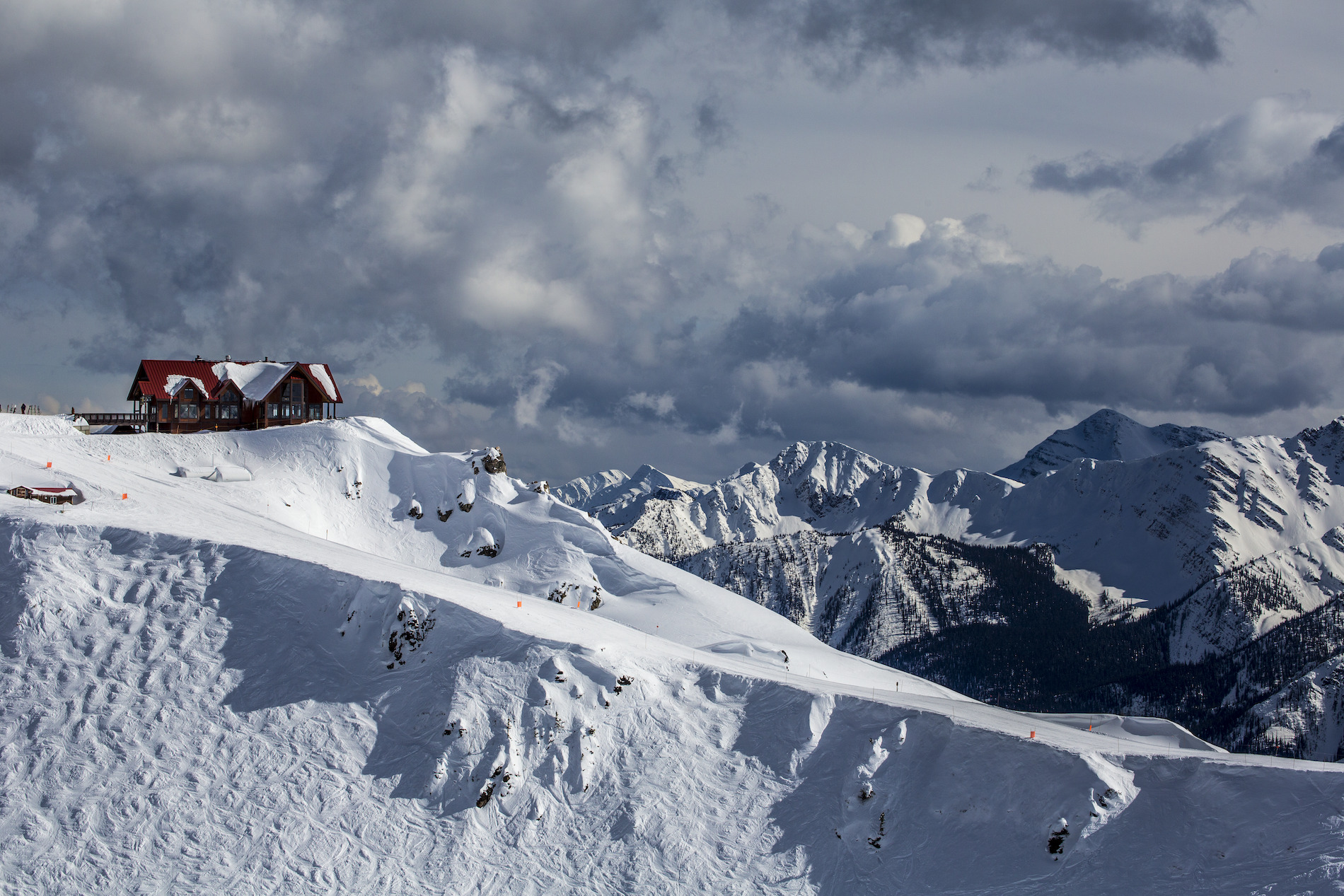 View of a snowy mountain range
