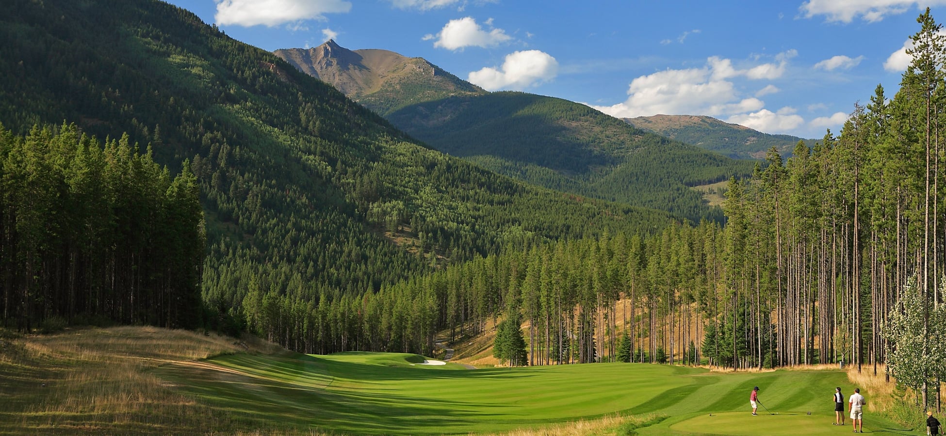 A golf course against a mountain in BC, Canada
