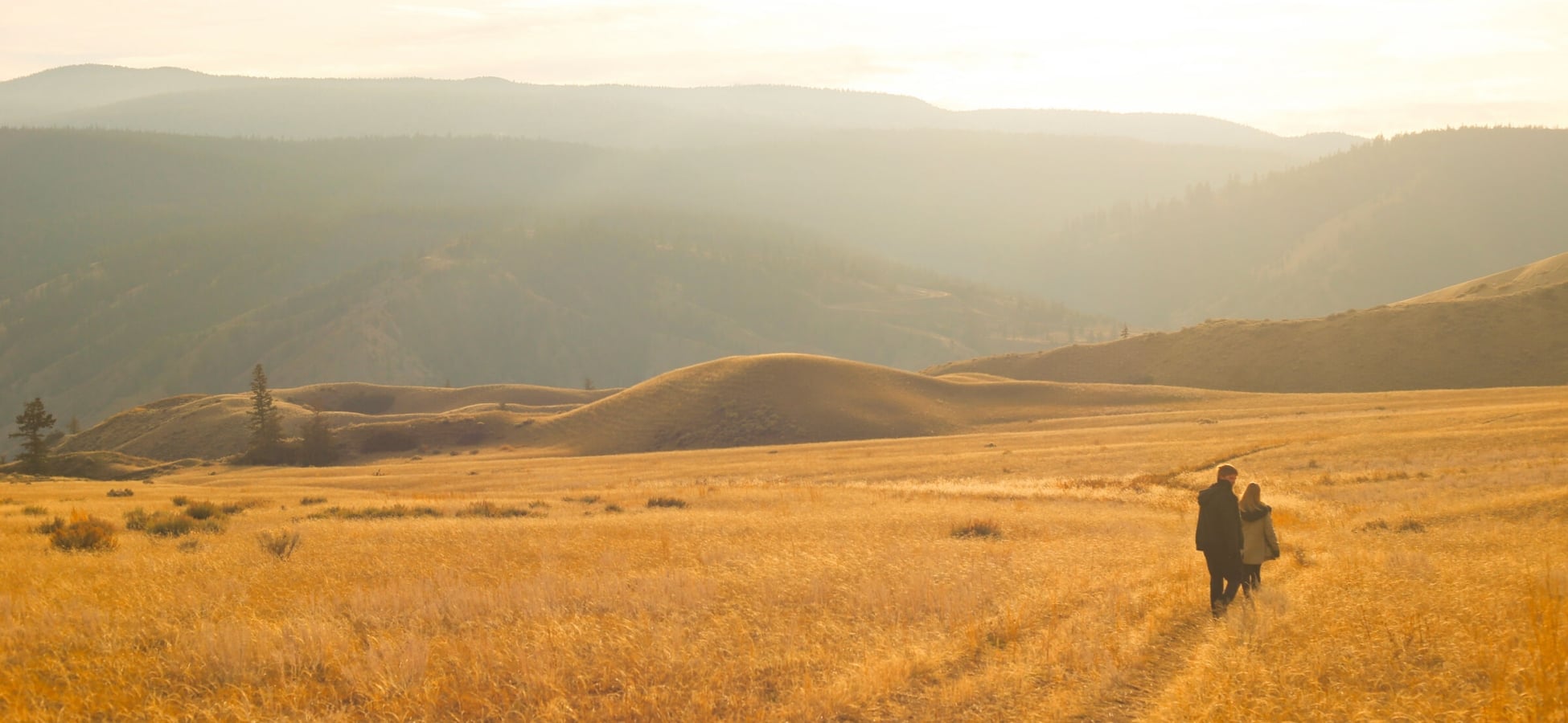 Sun setting in Farwell Canyon near Williams Lake in the fall.