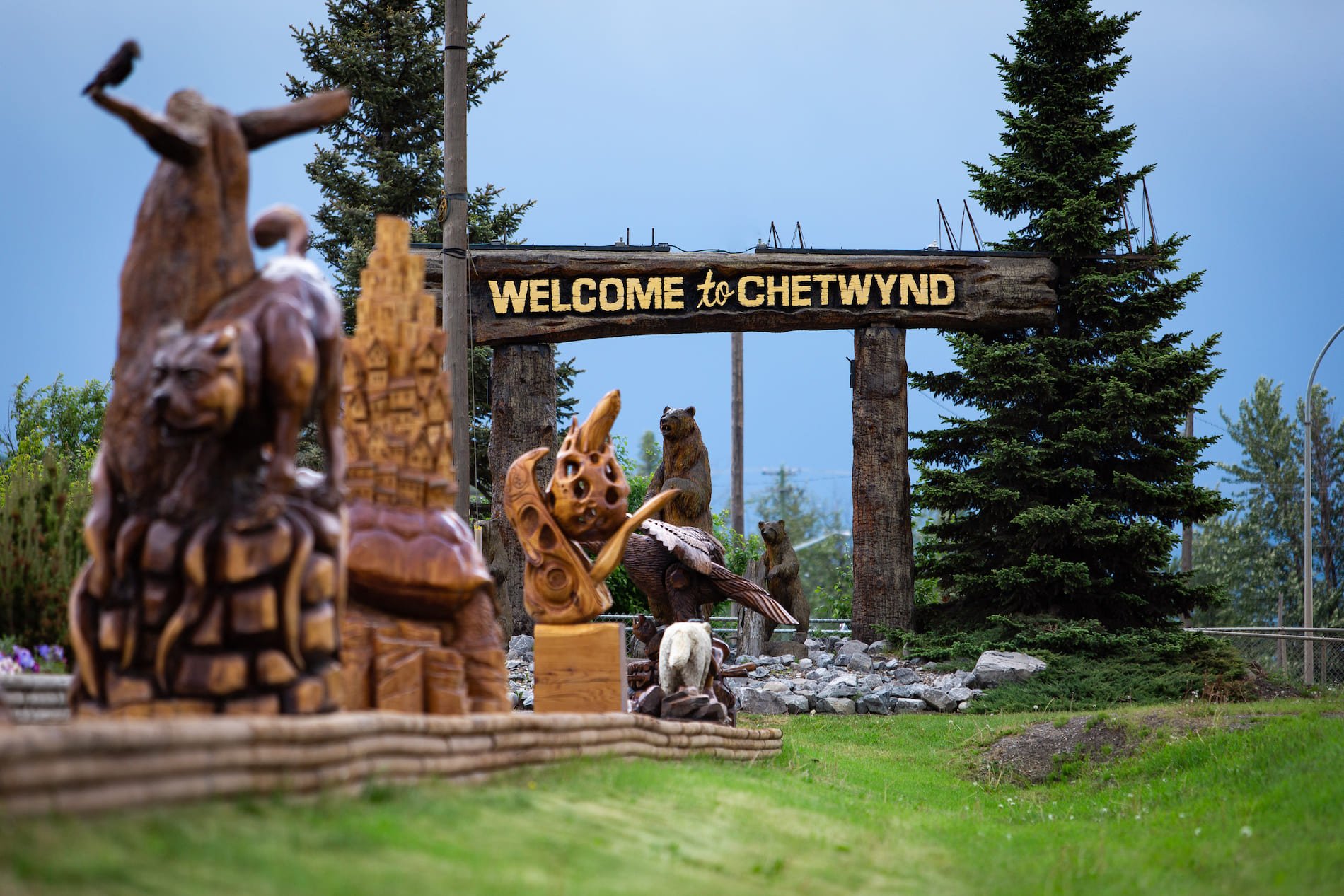 Chainsaw carvings in Chetwynd.