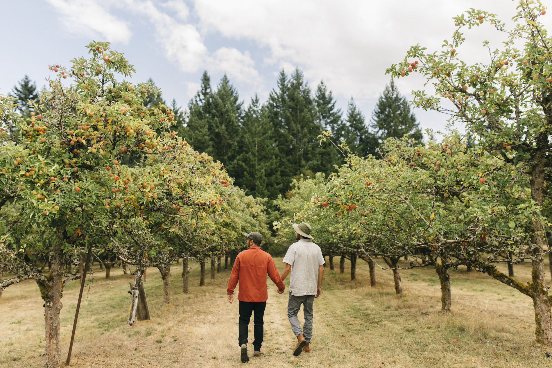Two men stroll through Merridale Cidery