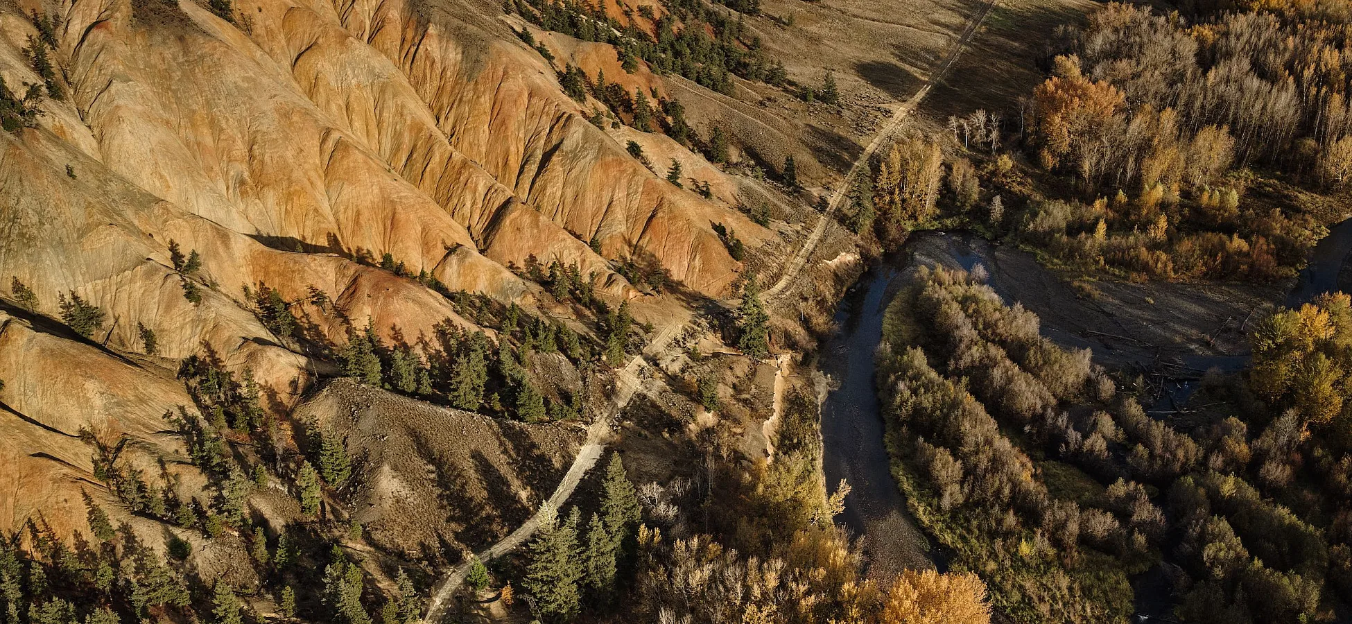 Aerial view of the Painted Hills outside Cache Creek.