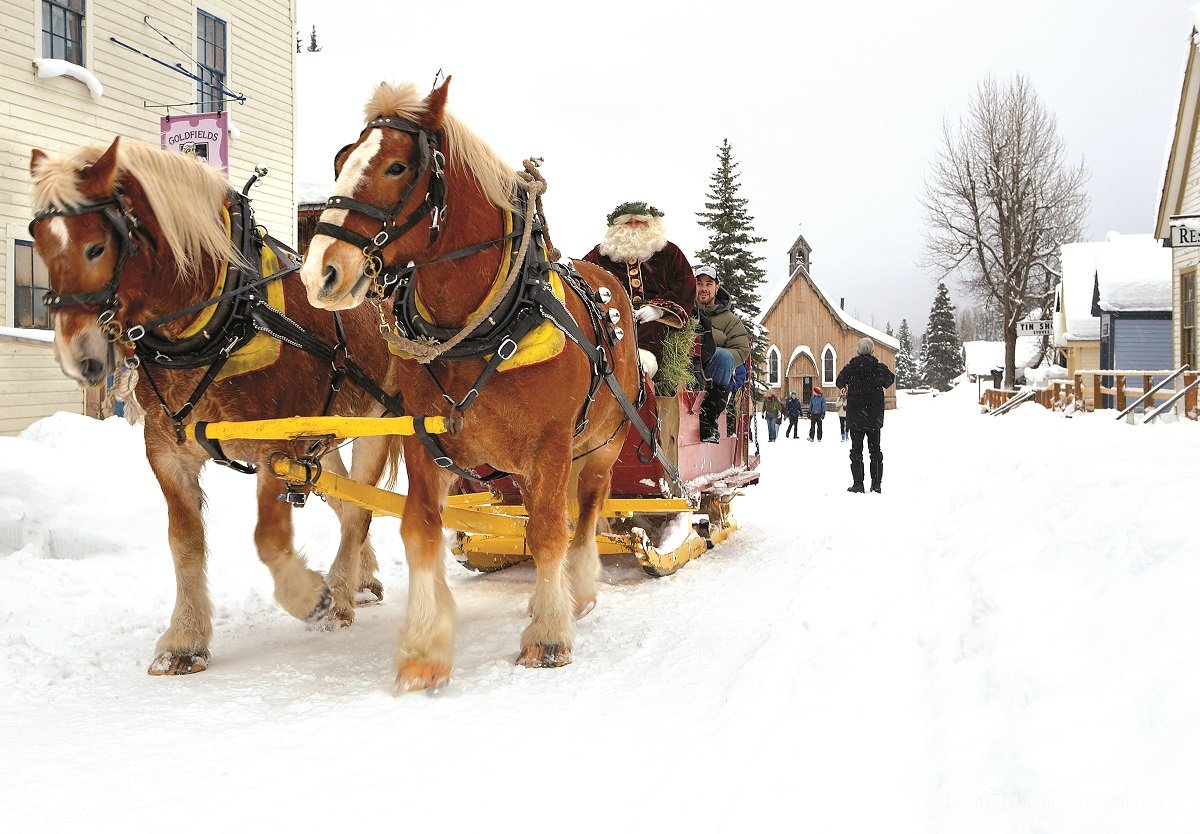 People on a horse drawn sleigh
