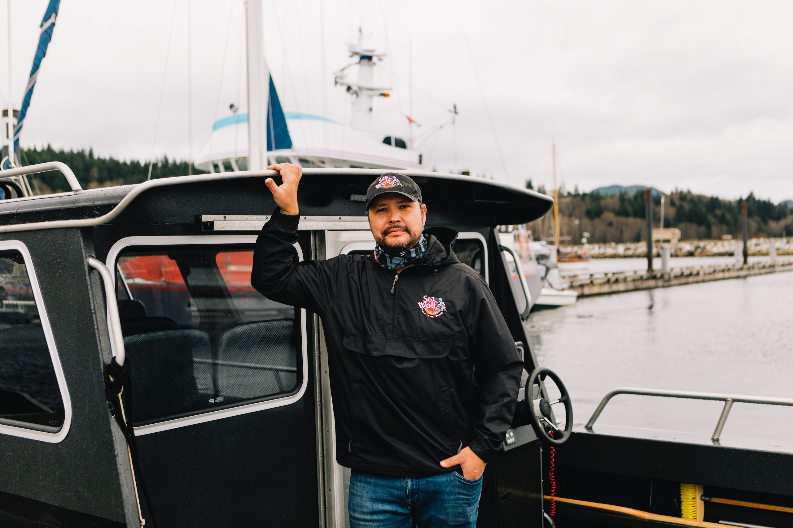 Sea Wolf Adventures’ owner Mike Willie on a boat