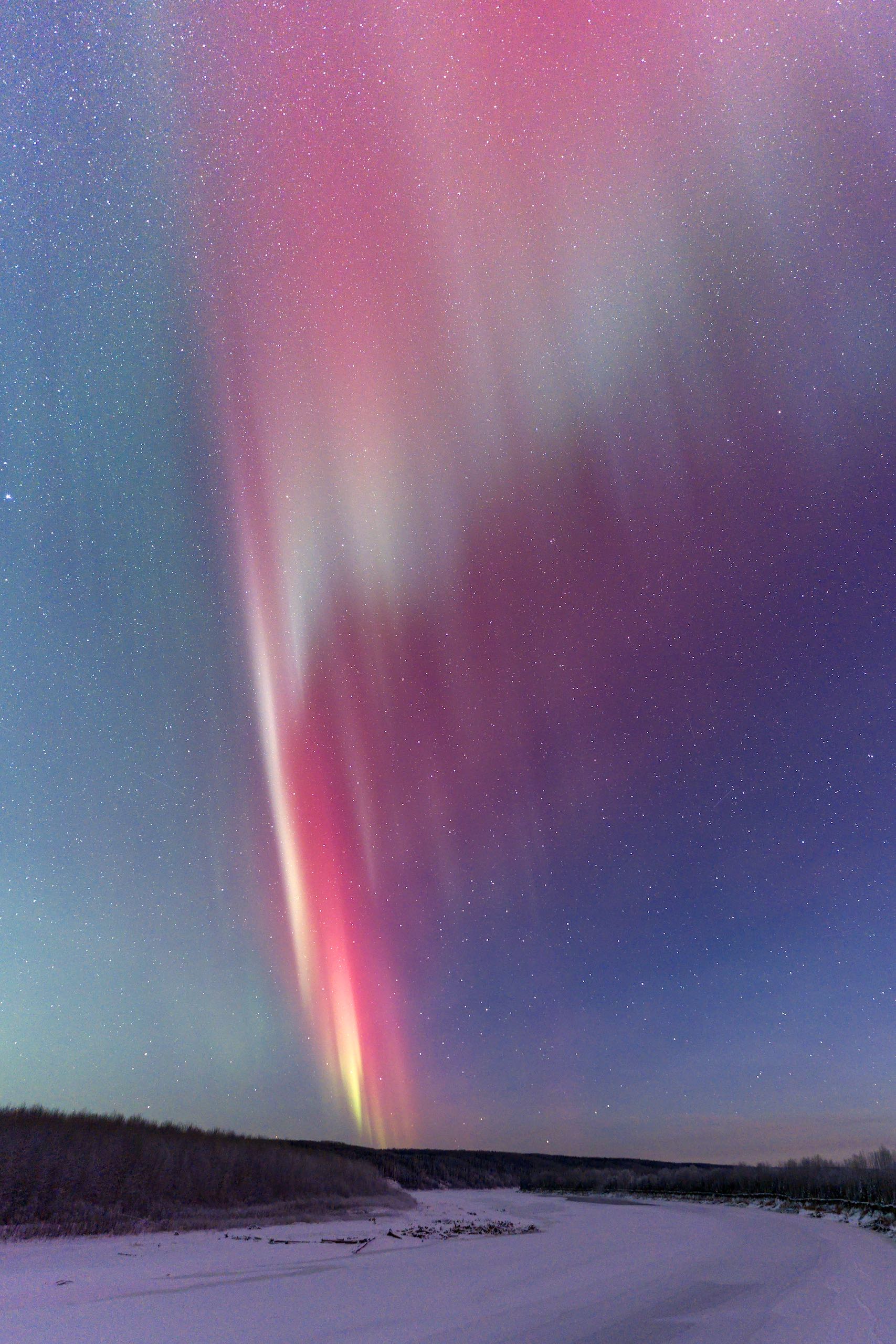 Northern lights skyline in Fort Nelson.