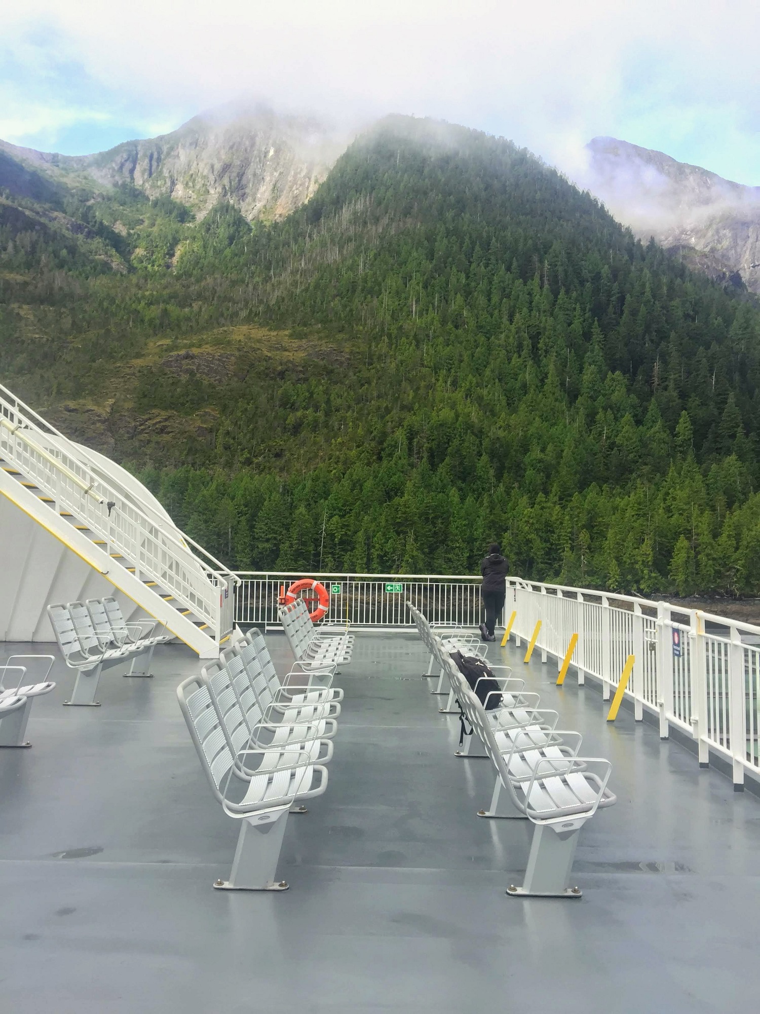 Seats on the deck of a ferry
