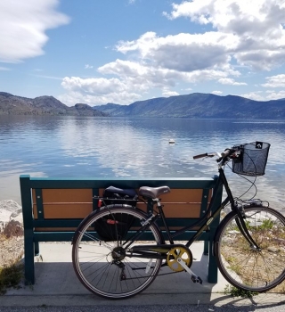 A bench along the water in Peachland, BC