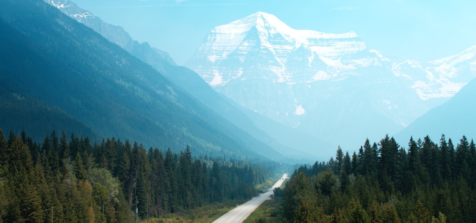 A highway on the Rainforest to Rockies route in BC, Canada