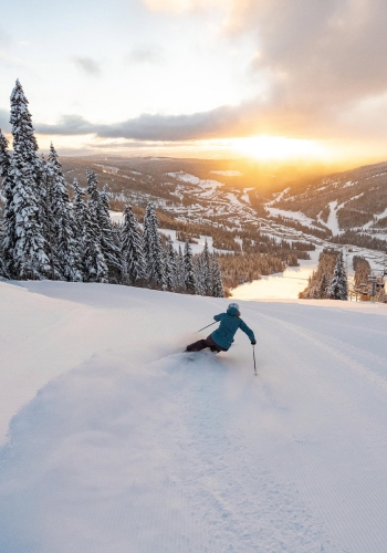 A skier at Sun Peaks Resort in BC, Canada