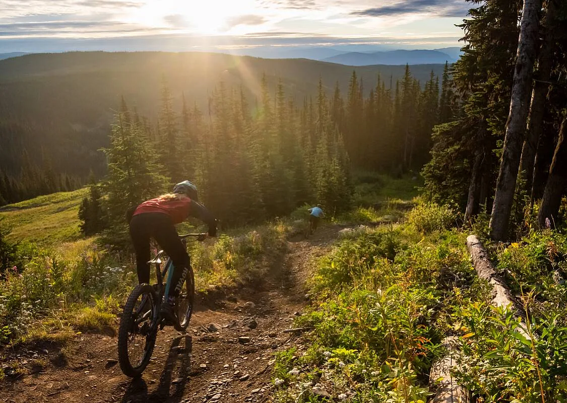 Enjoying the alpine mountain bike trails at Sun Peaks Resort