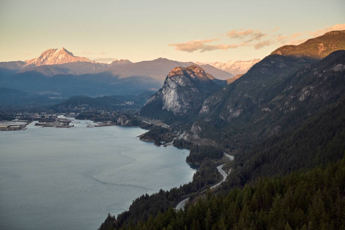 Aerial view of Squamish and the Stawamus Chief Mountain | Hubert Kang