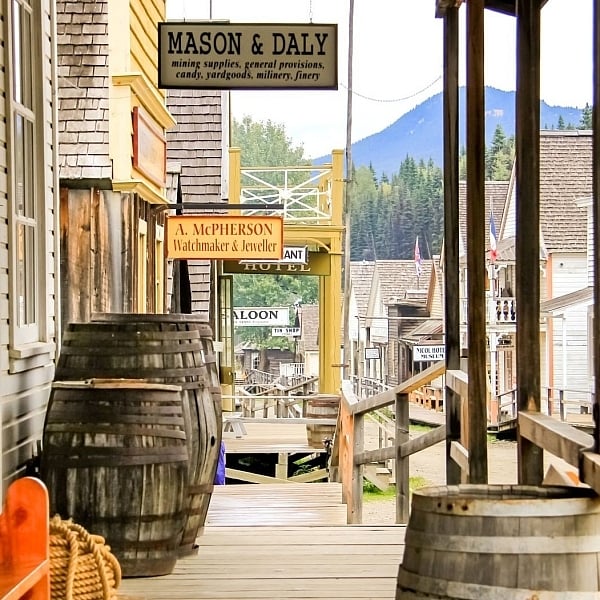 The exterior of Mason & Daly General Merchants along Main Street in Barkerville Historic Town & Park.