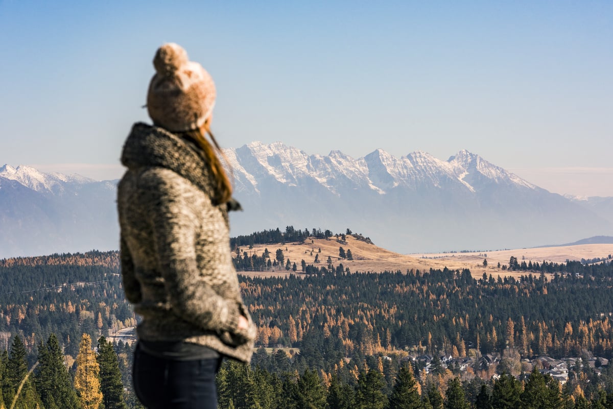 View of The Steeples and the Rocky Mountain trench from Sunflower Hill outside of KImberley