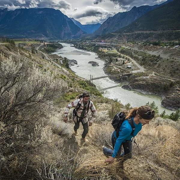 Hiking up the river banks of the Fraser River in Lillooet