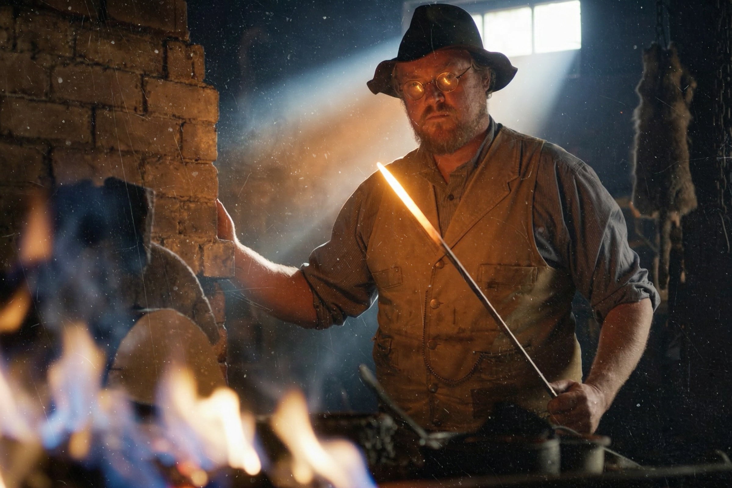 una persona con una antorcha en un taller de soldadura