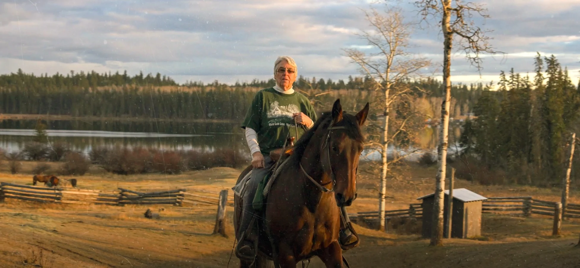 person riding a horse outside