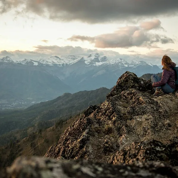 A hiker on Morrissey Ridge, near Fernie.
