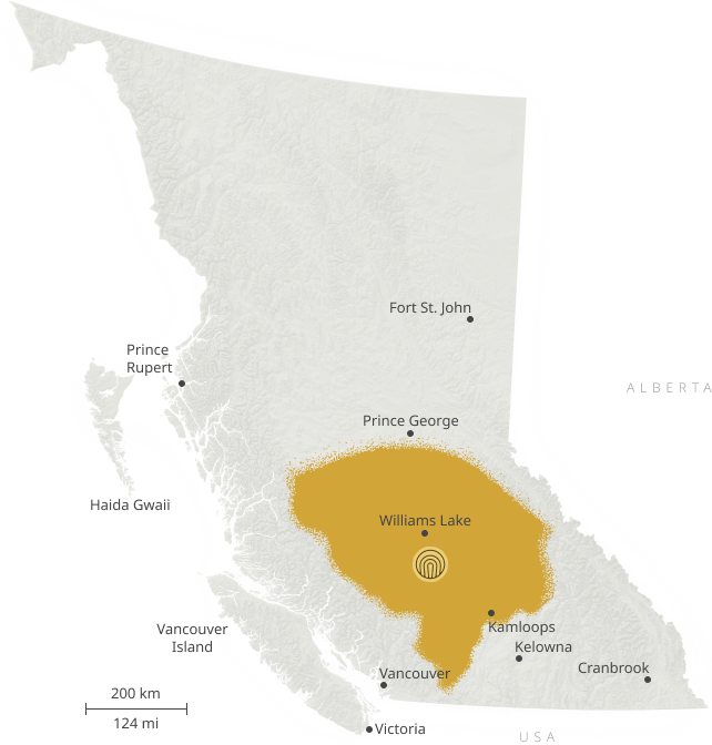 Mapa de la Columbia Británica, Canadá