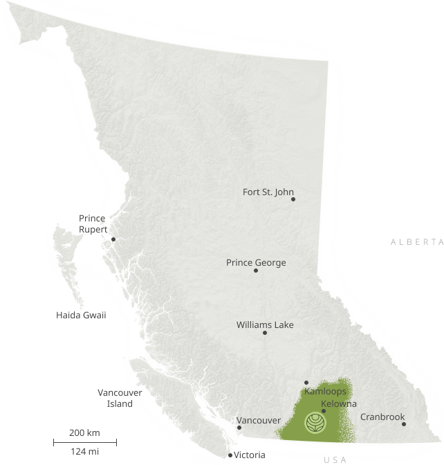 Mapa de la Columbia Británica, Canadá
