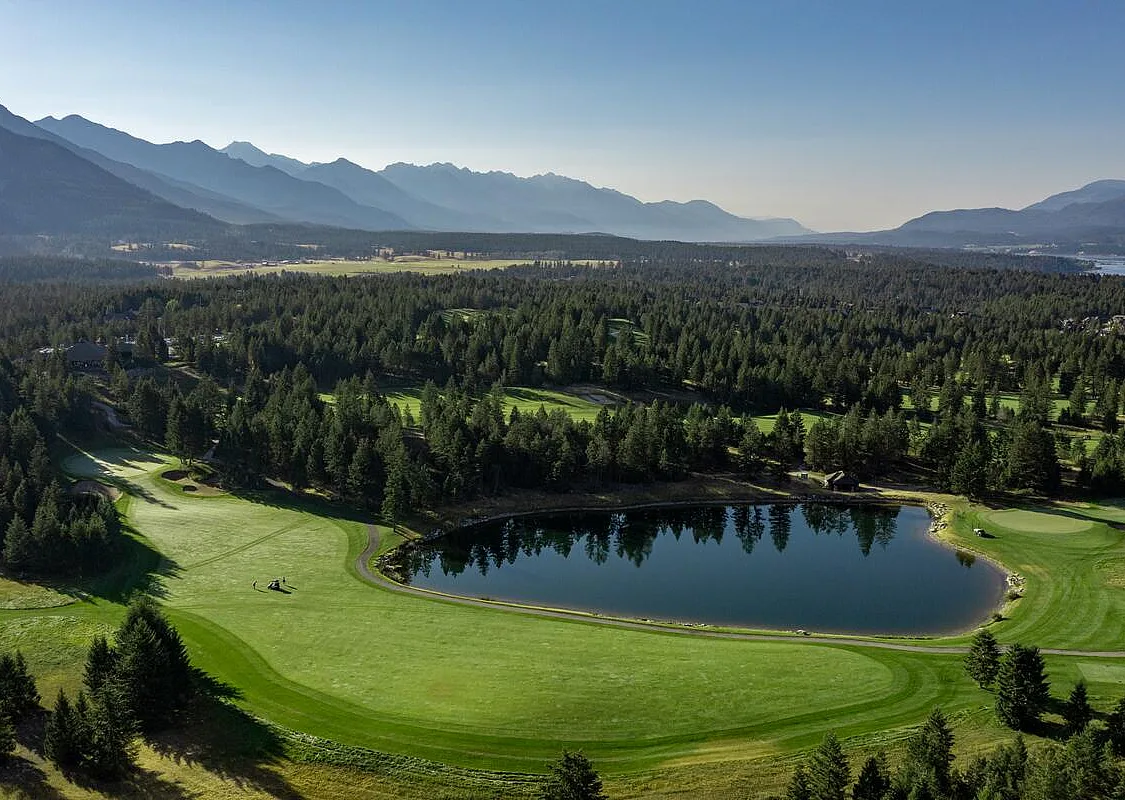 Aerial of golfer at Copper Point Golf Course