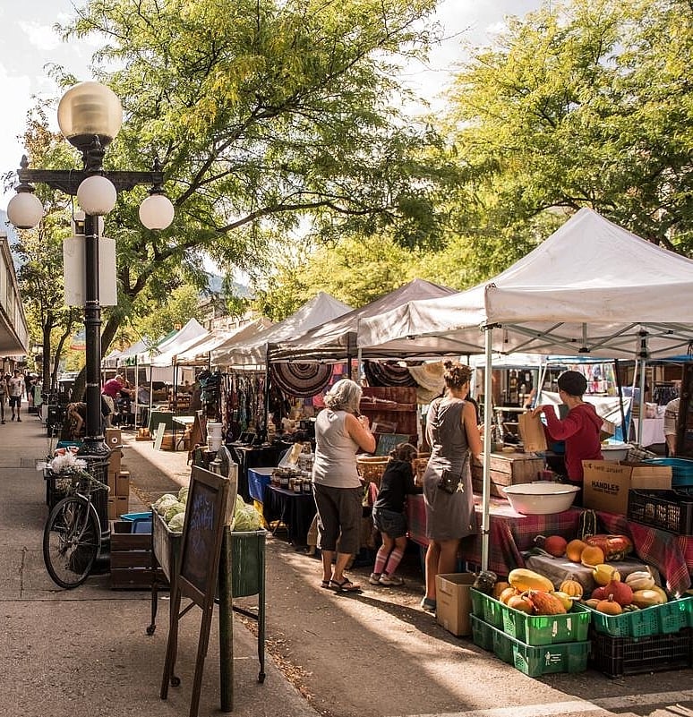 Nelson Downtown Local Market every Wednesday morning on Baker Street in Nelson, BC