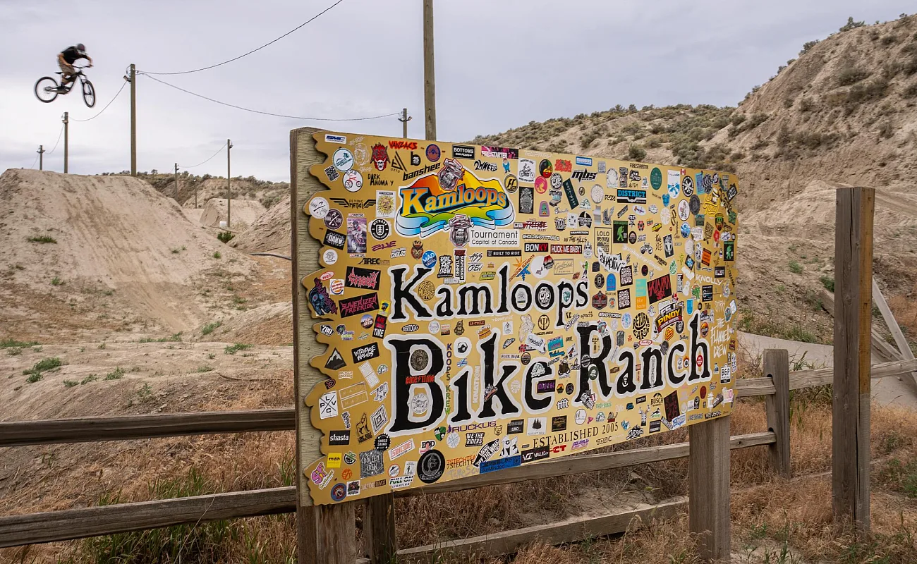 Kamloops Bike Ranch sign and rider